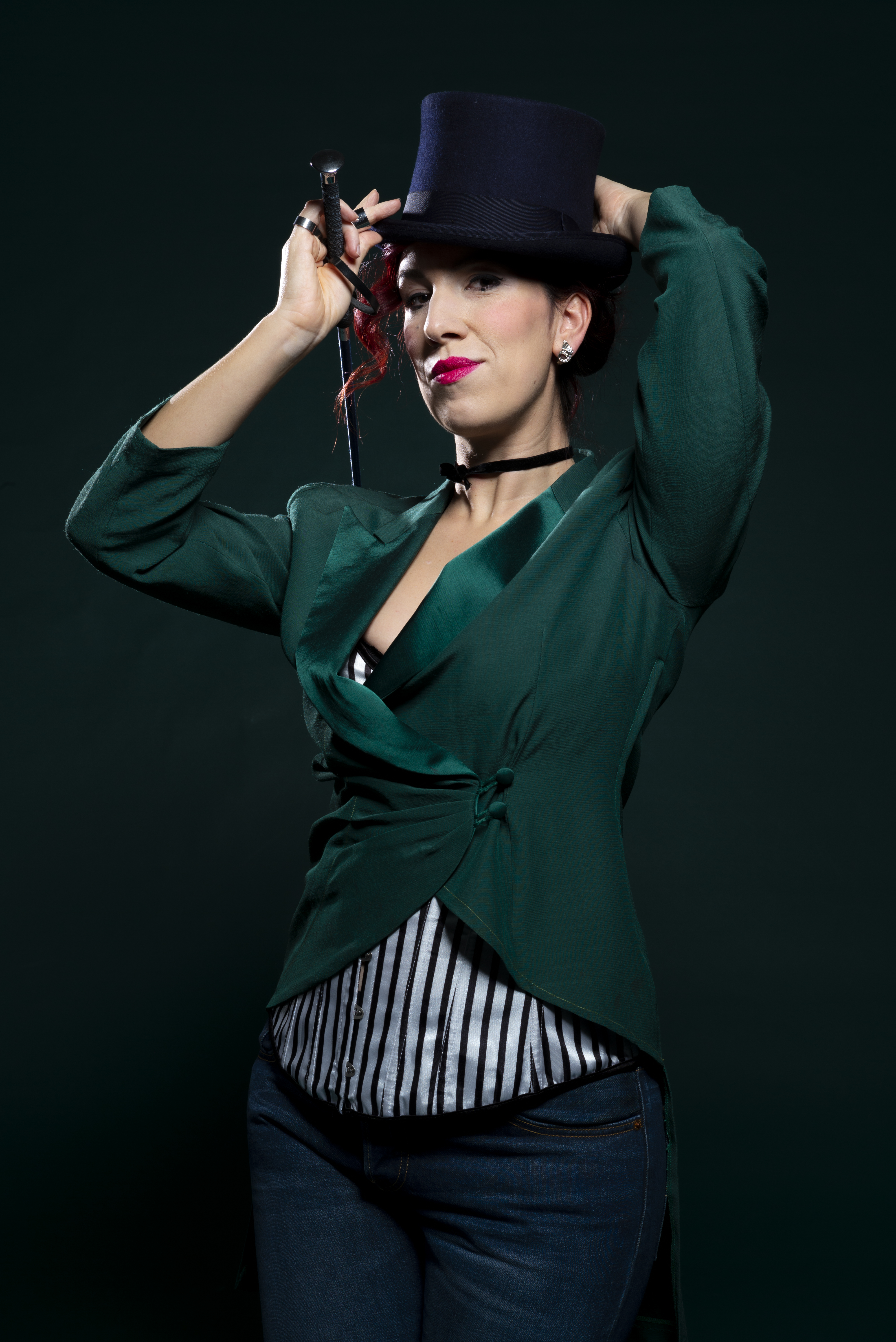 giacca verde e cilindro